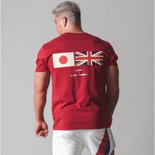 Men Short sleeve Cotton T-shirt Casual Print t shirt Gym Fitness Bodybuilding Workout Tees Tops Male Summer Brand Clothing