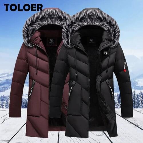 Winter Jackets Men Fur Warm Thick Cotton Multi-pocket Hooded Parkas Mens Casual Fashion Fleece Warm Coats Windbreaker Overcoat