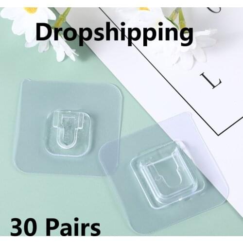 Adhesive Wall Hooks Hanger Strong Transparent Double-Sided Hooks Suction Cup Sucker Wall Storage Holder For Kitchen Bathroo