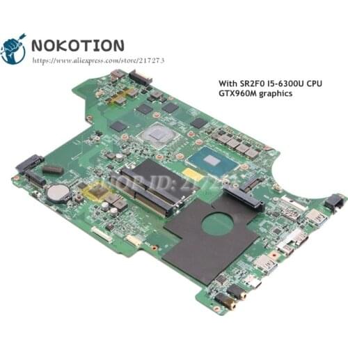 NOKOTION For MSI MS-17951 MS-1795 GP62 7QF-1843UK MS-16J51 Laptop Motherboard SR2F0 I5-6300U CPU GTX960M graphics