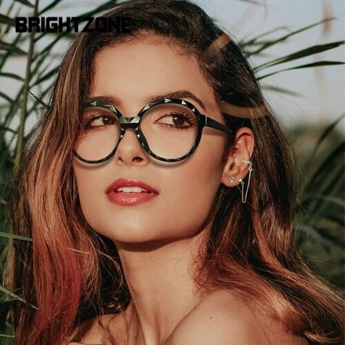 New Women TR90 Eyeglass Spectacle Frame Crystal Edge Round Flat Lens Spring Leg Anti Blue Light Goggles Markdown Sale Eyeglasses