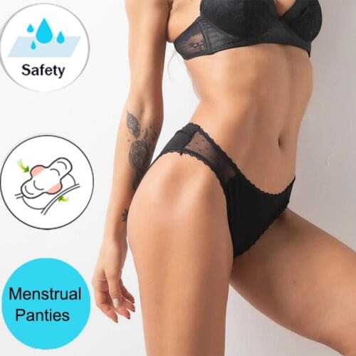 Period Panties 4-Layer Leakproof Menstrual Panties Sexy Lingerie Lace Plus Size Underwear Women Bragas Menstruales Absorbentes