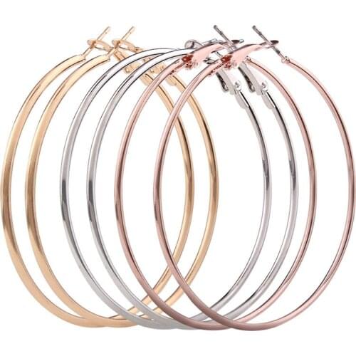 3 Color/Set Fashion Round Pendant Earrings Hoop Earring For Women Classic Circle Earring Rose Gold Color Ear Hoops Aros