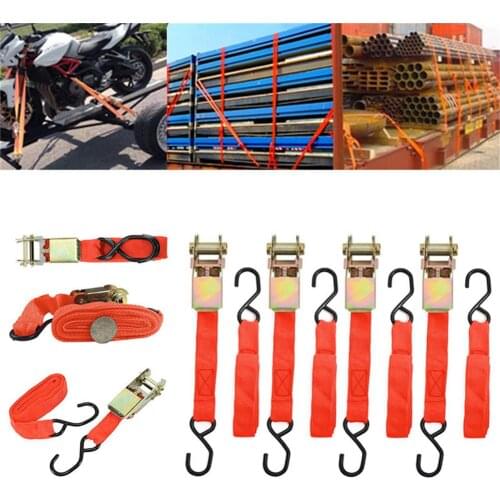 Heavy Duty Ratchet Tie-Down Strap With Double J Hooks Ratchet Tensioning Strap Cargo Strap For Goods Bundle And Trailer Self-Res