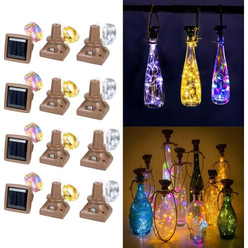 2M 20 Led Solar Powered Wine Bottle Lights Copper Cork Lights Mini Copper String Lights for Wine Bottles with Cork Decor Wedding