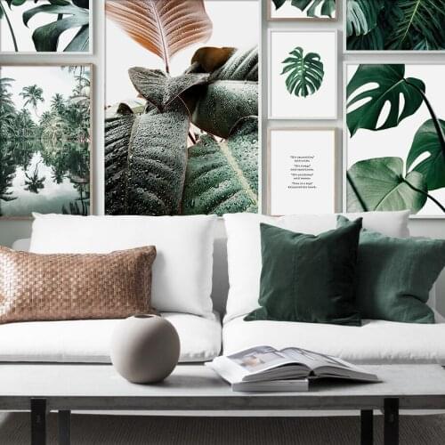 Tropical forest plants green leaves monstera wall art canvas painting Nordic posters and prints living room decoration wall pict