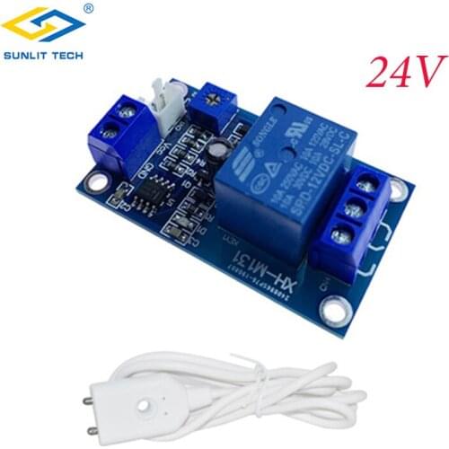 Smart Home Portable 24V Water Leakage Sensor Relay Module Water Leaking Flood Overflow Detector with Cable for Kitchen Bathroom