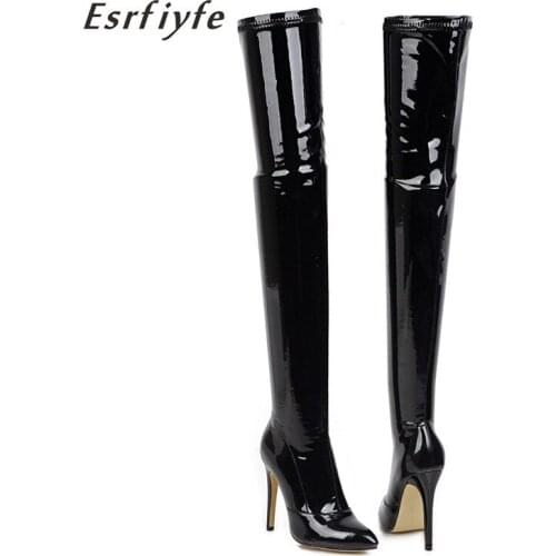 ESRFIYFE 2020 New Sexy Thin High Heels Women Boots Over The Knee Boots Pointed Toe Female Shoes Winter Warm Footwear Size 33-46