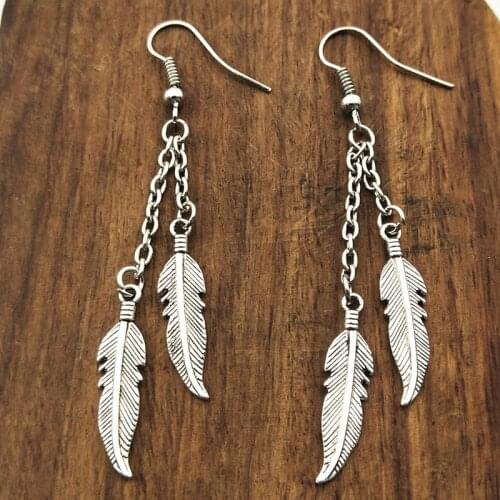 1Pair Feather Drop Earrings Fashion Jewelry Handmade For Women Jewelry Bohemian Earrings