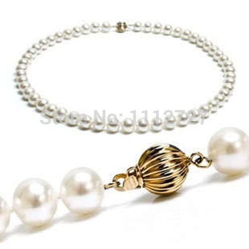 Women Gift word Love Jewelry Hot new fashion 8-8.5mm White Akoya Shell Pearl Necklace Beads Jewelry Natural S