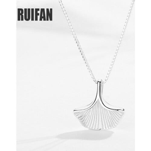 Ruifan Ginkgo Leaf 925 Sterling Silver Pendant Necklaces for Women Box Chain Necklace Trendy Fine Jewelry Accessories YNC057