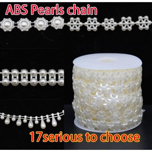 1meter Flatback ABS Imitation Pearl Beads Cotton Line Chain Trims For DIY apparel Decoration sewing Accessories Jewelry Findings