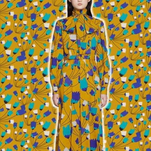 100%Polyester stretch satin fabric European brand floral pattern digital printing skirt shirt sewing fabric