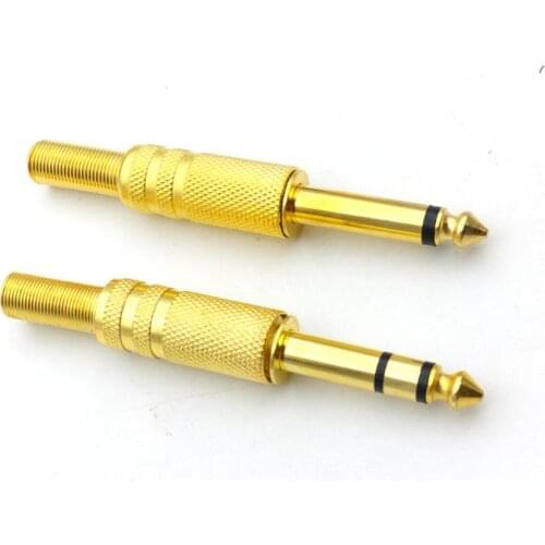 100pcs Gold plated 6.35mm 1/4" Male Mono/stereo Audio Mic HeadPhone Jack Plug Connector