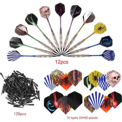 12pcs/Lot 18g Colorful PET Steel Tips Darts Shafts Nice Flight Harrow Point Wing Needle Barrel Tungsten Steel Needle Tip Darts