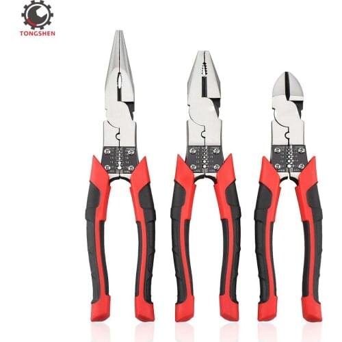 3Pcs Multi Pliers Set Industrial Linemans Side Cutting Needle Nose Plier with Wire Stripper Crimper Cutter Mtiltool Pliers
