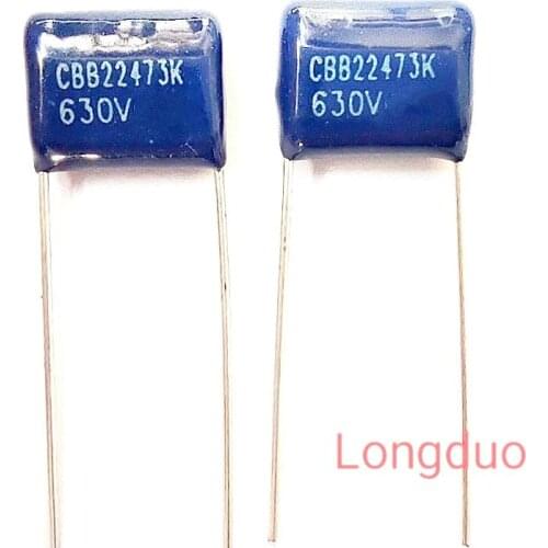 50pcs 473 0.047uf 47nf 630V P10 Type CBB Metallized Polypropylene Film Capacitors