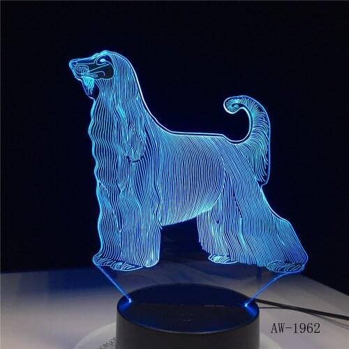 Afghan Hound Most Beautiful Dog 3D LED lamp 7 Colors USB Touch Night Lights Home Living Room Lighting Decor Kids Gift AW-1962