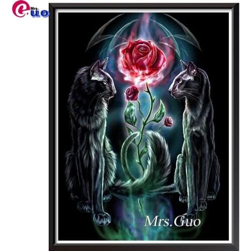 Diamond Painting 5d leopard Red Magic Rose Cross Stitch Diamond Embroidery Animal Mosaic Handmade Home Decor Gift Rhinestones