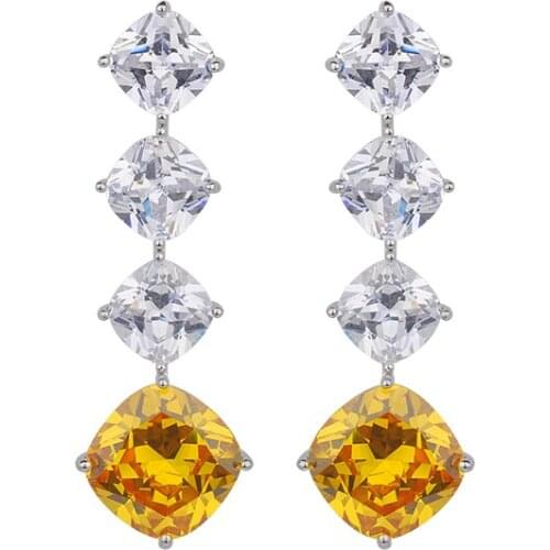 Big Exquisite Shiny Zircon Long Snowflakes Tassels Stud Earring Wedding Dress Rhinestone Earrings GLE5765