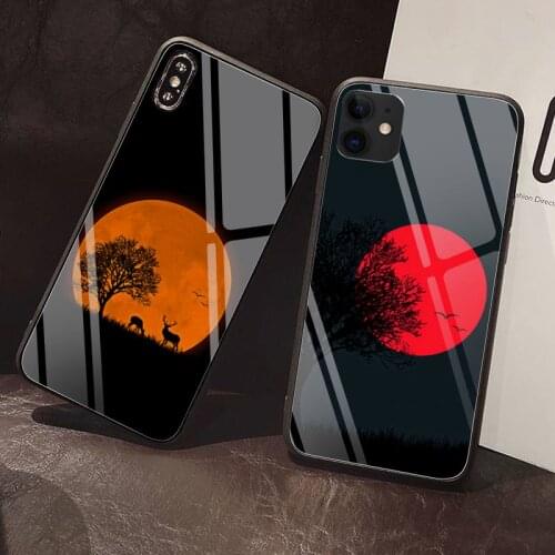 Beautiful sunset lonely animal Phone Case Tempered Glass For iPhone 12 Pro Max Mini 11Pro XR XS MAX 8 X 7 6S 6 Plus SE 2020 case
