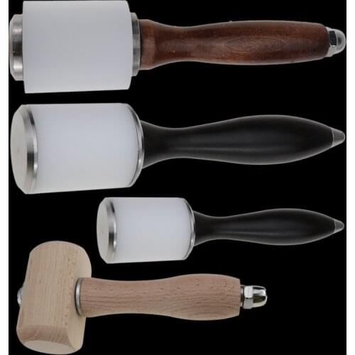 Wood Handle Leather Cutting Hammer Metal Sculpture Carving Leather Hammer DIY Cowhide Punch Tool Leather Craft DIY Hand Tool