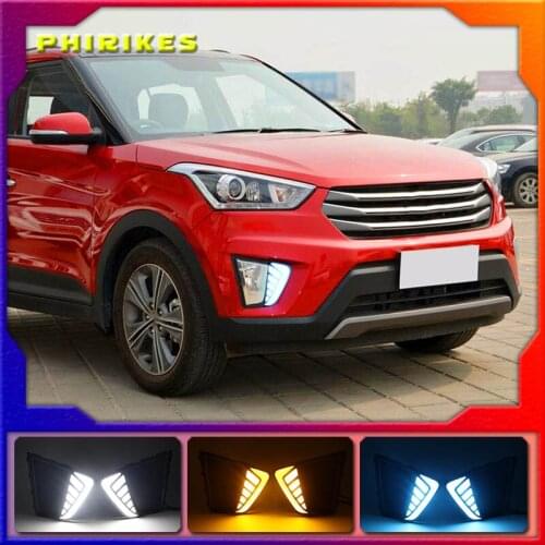 For Hyundai IX25 Creta 2015 2016 Front LED Daytime Running Light DRL Driving Fog Lamp Fog light Cover With Function Relay