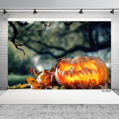 Branches Pumpkin Bokeh Halloween Photographic Background Customized Backdrop Photo Studio for Children Baby Portrait Photoshoot
