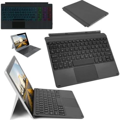 7 Color LED Backlight Russian/Hebrew/Spanish Wireless Bluetooth Touchpad Keyboard Leather Magnetic Case For Microsoft Surface GO