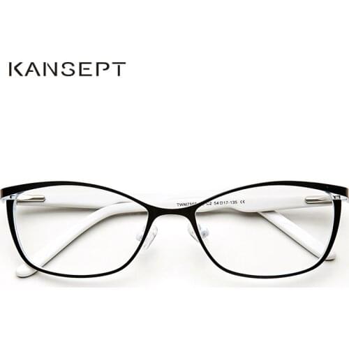 Metal Women Cat Eye Glasses Frames For Women Vintage Spectacles Transparent Black and White Eyeglasses Frames#TWM7559C2
