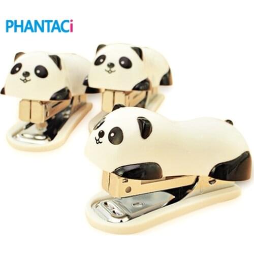 Cartoon Mini Panda Stapler Set School Office Supplies Stationery Paper Binding Binder Book Student Gifts