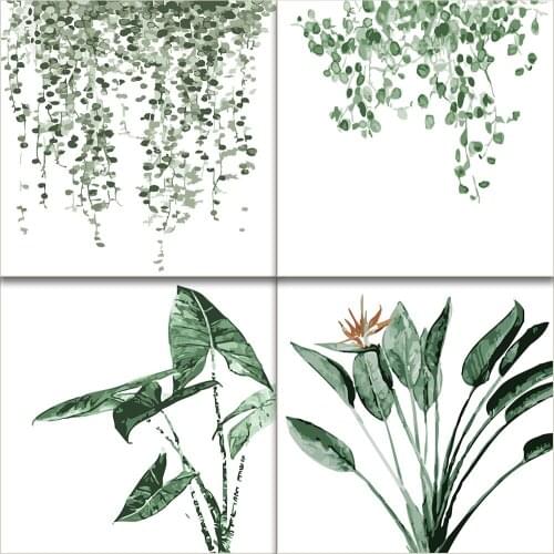 DIY Oil Painting By Numbers On Canvas Green Leaves Frameless Paint By Numbers Art Supplies Digital Painting Home Decor