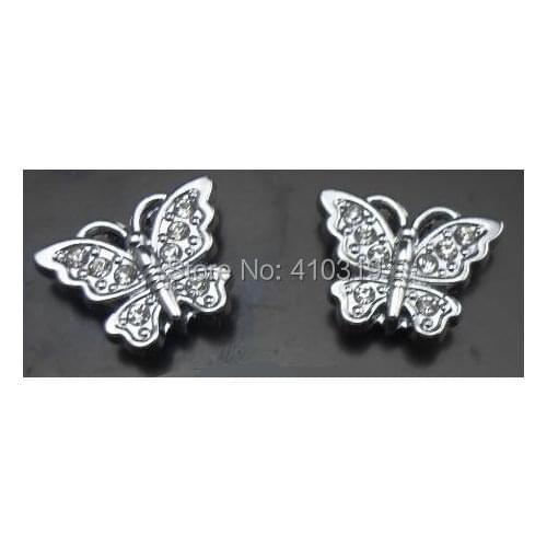 New 100pcs/lot 10mm rhinestones butterfly slide charm fit for 10mm phone strips