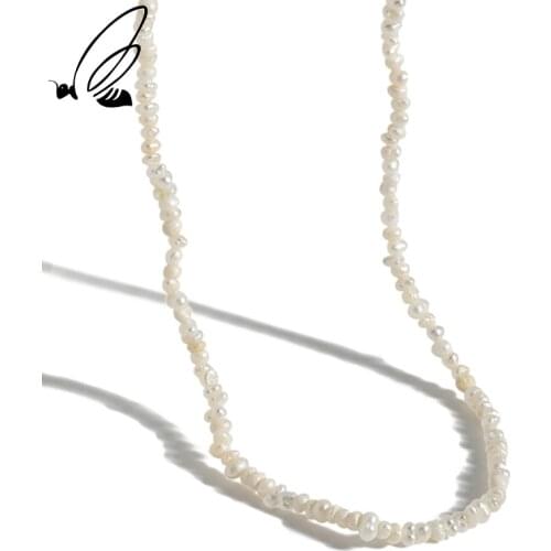 SSTEEL Irregular Baroque Freshwater Pearl Necklace For Women 925 Sterling Silver Minimalist Boho Accessories Fine Jewellery