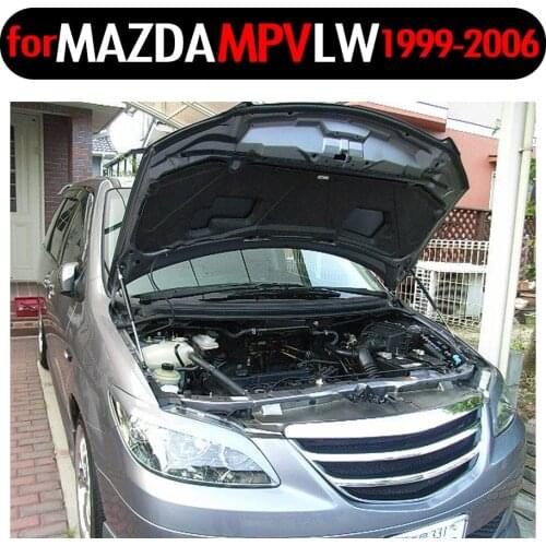 For Mazda MPV LW 1999-2006 Front Bonnet Hood Modify Gas Struts Carbon Fiber Spring Damper Lift Support Absorber