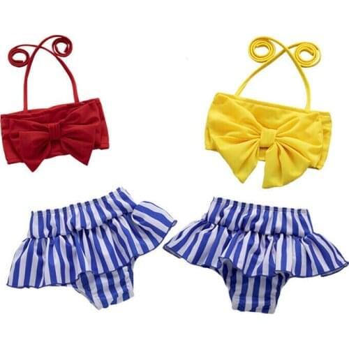 Pudcoco 2019 Striped Halter Kids Baby Girls Bowknot Tankini Bikini Swimwear Swimsuit Bathing Suit Beachwear Kids Summer Clothes