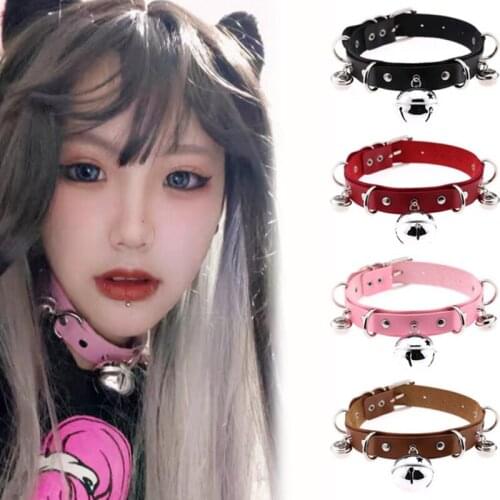 Adjustable PU Leather Collar Bell Round Necklace Sexy Punk Gotic Restraints Slave Collar Choker Sex Toys Cosplay Ornaments Gifts