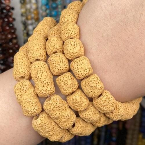 Dull Polish Natural Yellow Volcanic Rock Stone Lava Spacer Matte Beads For Jewelry Making Diy Bracelet Accessories 15