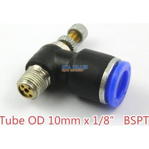 10 Pieces Tube OD 10mm x 1/8" BSPT Air Flow Control Valve Pneumatic Connector Push In To Connect Fitting