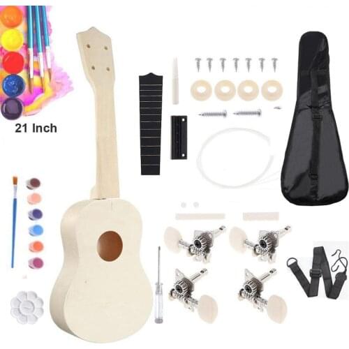 DIY Colorful Assembling Ukulele Small Guitar Handmade Painting Graffiti Homemade Parent-child Activities 21
