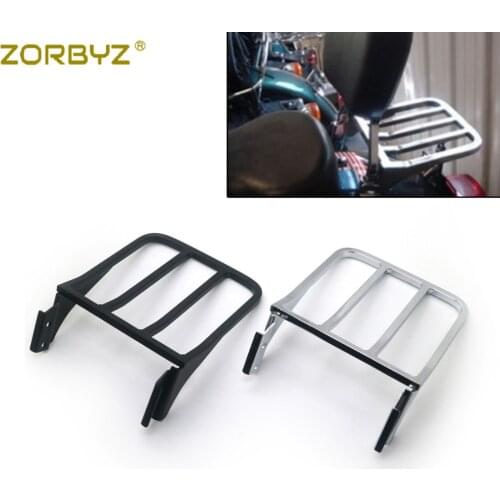 ZORBYZ Motorcycle Black / Chrome Sissy Bar Backrest Luggage Rack Rear Carrier For Harley Dyna 06-17 Sportster XL 04-17