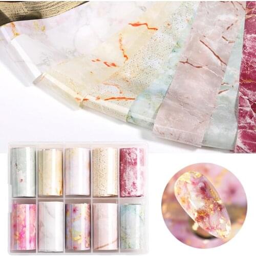 10 Colors Broken Glass Foils Finger Nail Art Mirror Stickers for Nails Glitter Stencil Decal Nail Art Tool