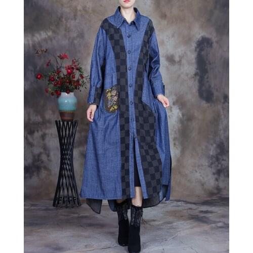 Women Spring Autumn Trench Coat Outerwear Ladies Loose Patchwork Coat Female 2021 Irregular Length Coat