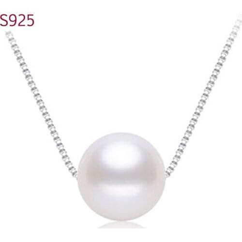 Shell Pearl Genuine Real Pure Solid 925 Sterling Silver Pendant Necklace for Women Jewelry Vintage Female Short Necklace Chain