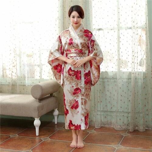 Shanghai Story Japanese Kimono Vintage Original Traditional Dress Faux Silk Yukata Dress JAPAN Costume For woman