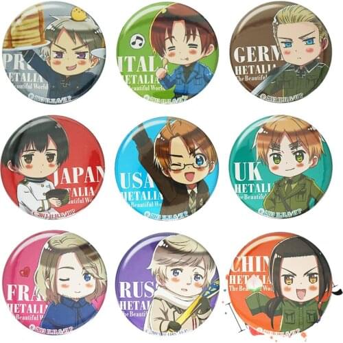 Axis Power HETALIA Anime badge The World Twinkle Italy France Russia USA UK Spain Prussia Badge Brooch Pins