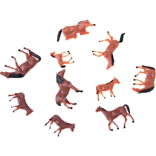 10Pcs 1/87 HO Scale Painted Farm Life Animals Horse Model Figurine Layout