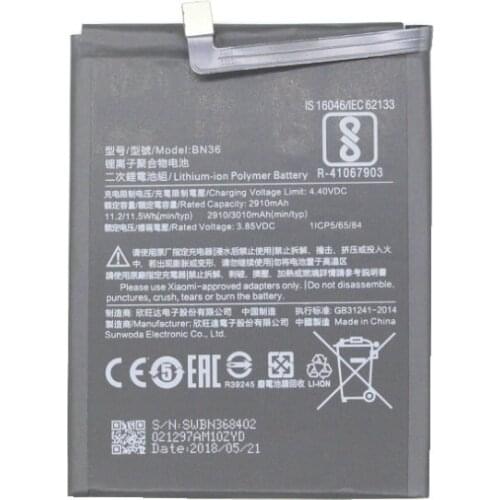 10pcs /lot 3010mAh Replacement battery for Xiaomi Mi 6X BN36 Battery Replacement For Xiaomi Mi 6X BN36 Batterie Smart Phone