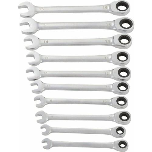 10 Piece Ratcheting Combination Wrench Set Car Tools Set Torque Wrench