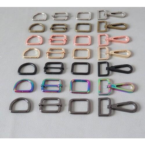 50Pcs/Lot Metal D Half Ring Square Buckle Adjuster For Bag Luggage Backpack Accessories Clasp Loop Pet Dog Leash Straps Hardware